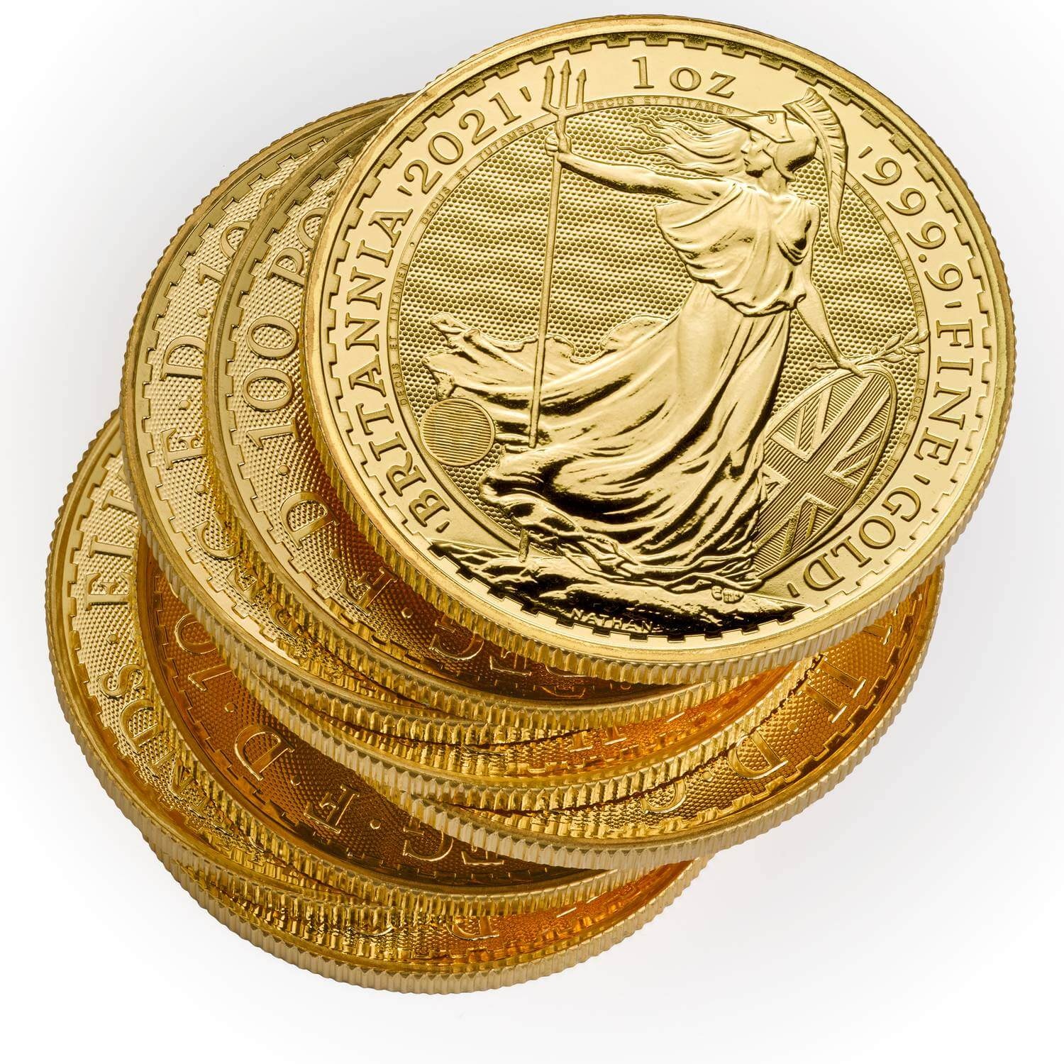 Stacked 1oz Gold Britannia coins